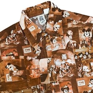 Vintage Kennington Disney Mickey Mouse All Over Print Shirt XL 70s Dagger Collar